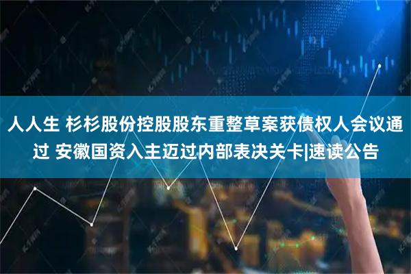 人人生 杉杉股份控股股东重整草案获债权人会议通过 安徽国资入主迈过内部表决关卡|速读公告